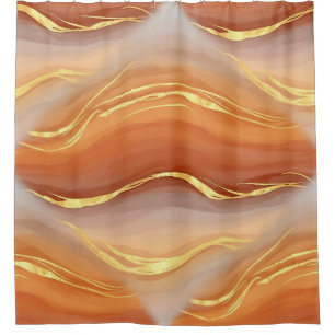 Gold Accented Fluid Art - Sienna Marble (9) Shower Curtain