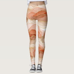 Gold Accented Fluid Art - Sienna Marble Leggings