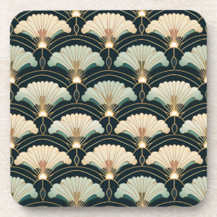 Gold Accented Patterned Japanese-inspired Coaster