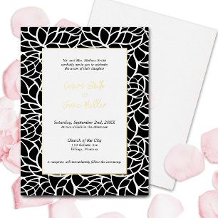 Gold Accents Botanical Wedding Invitation Card
