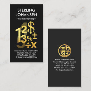 Gold Accounting Numbers Symbols Business Card