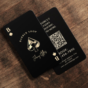 Gold ace of spades barber shop business card