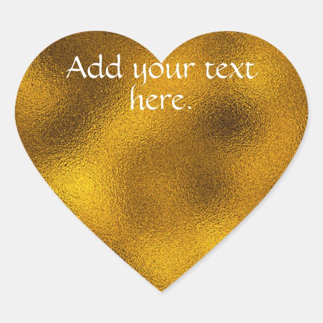 Gold Add Your Own Text Heart Sticker (Front)