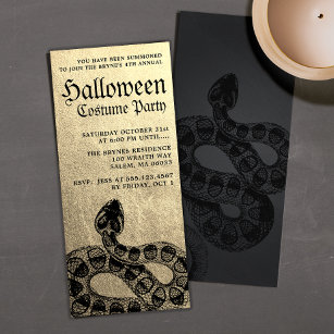 Gold Adult Halloween Party Serpent Invitation