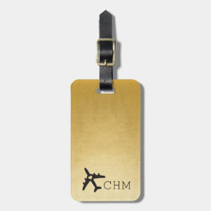 Gold Aeroplane Love Travel Monogram Luggage Tag