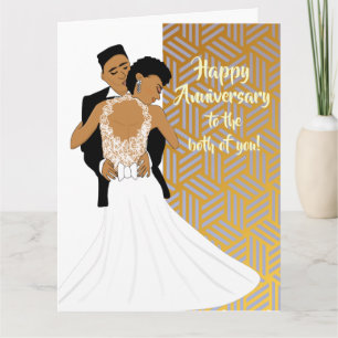 Gold African American Couple Anniversary Card