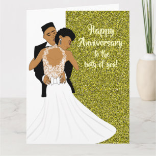 Gold African American Couple Anniversary Card