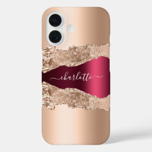 Gold agate marble name script iPhone 16 case
