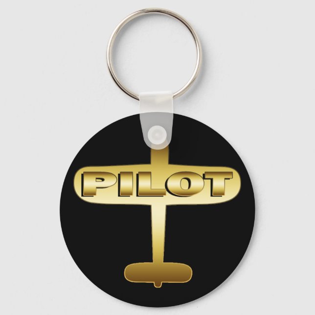 GOLD AIRPLANE PILOT KEY RING (Front)