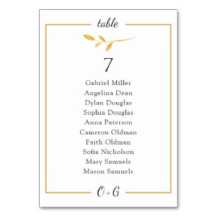 Gold airy branch. Classy Wedding seating chart Table Number