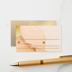 Gold Alcohol Ink Chic Wedding RSVP Card