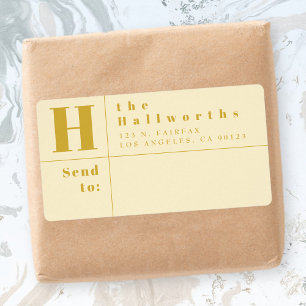 Gold & Almond Modern Bold Block Return Address