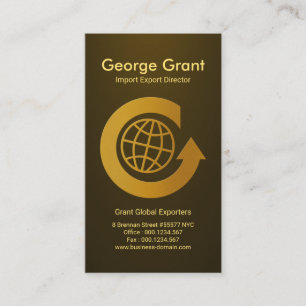 Gold Alphabet-G Global Circle Import Export Business Card