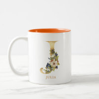 Gold Alphabet J Monogram | Leaf Foliage