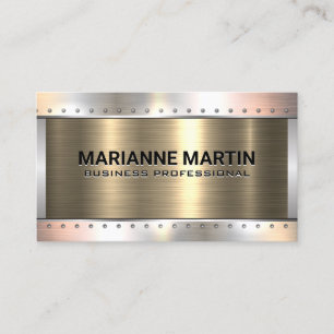 Gold Aluminium Silver Brushed   Metals Rivets Business Card
