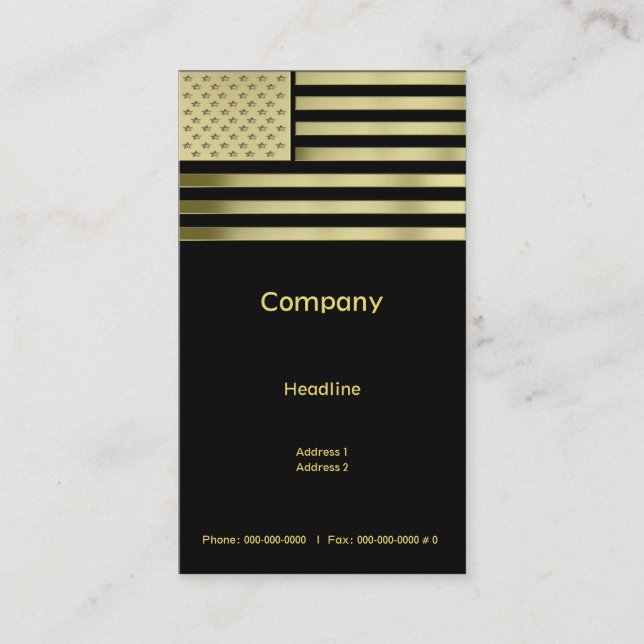 Gold American Flag Business Card (Front)