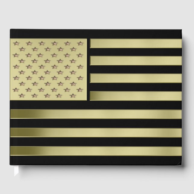 Gold American Flag Guest Book (Front)