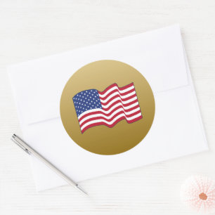 Gold American Flag Stickers 