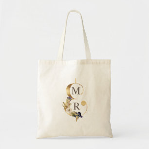 gold ampersand double monogram wedding favour tote bag