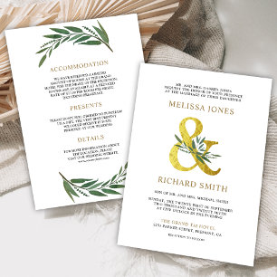 Gold Ampersand Olive Branch All in One Wedding Invitation