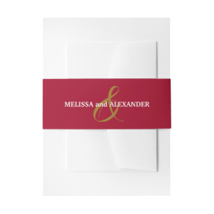 Gold Ampersand Red Wedding Invitation Belly Band
