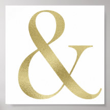 Gold ampersand wall art, foil font
