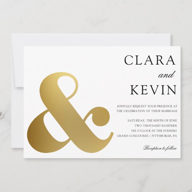 Gold Ampersand Wedding invitation (Front)