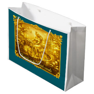 Gold Amsterdam Arched Bridges Charm Large Gift Bag