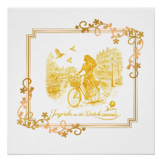 Gold Amsterdam Arched Bridges Charm Poster