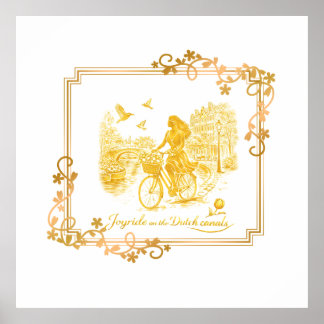 Gold Amsterdam Arched Bridges Charm Poster