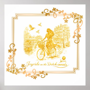 Gold Amsterdam Arched Bridges Charm Poster