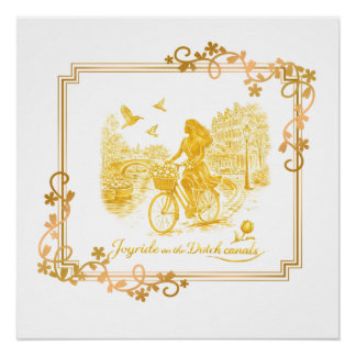 Gold Amsterdam Arched Bridges Charm Poster