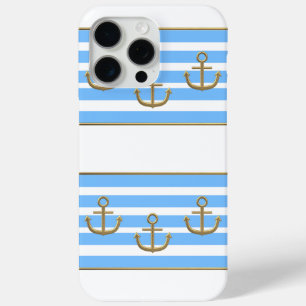gold anchor blue white background iPhone 15 pro max case
