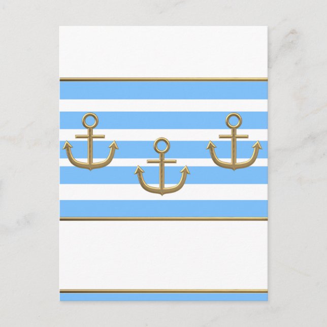 gold anchor blue white background postcard (Front)