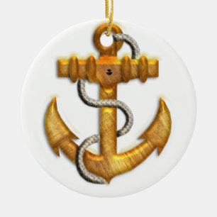 Gold Anchor Ceramic Ornament