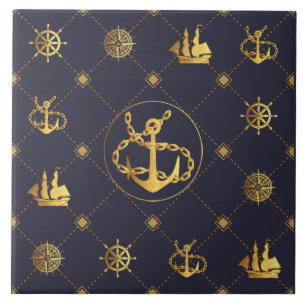 Gold Anchor Ceramic Tile
