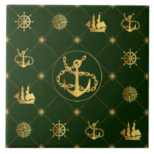 Gold Anchor Ceramic Tile