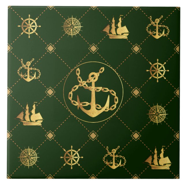 Gold Anchor Ceramic Tile (Front)