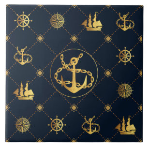 Gold Anchor Ceramic Tile