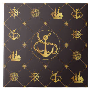 Gold Anchor Ceramic Tile