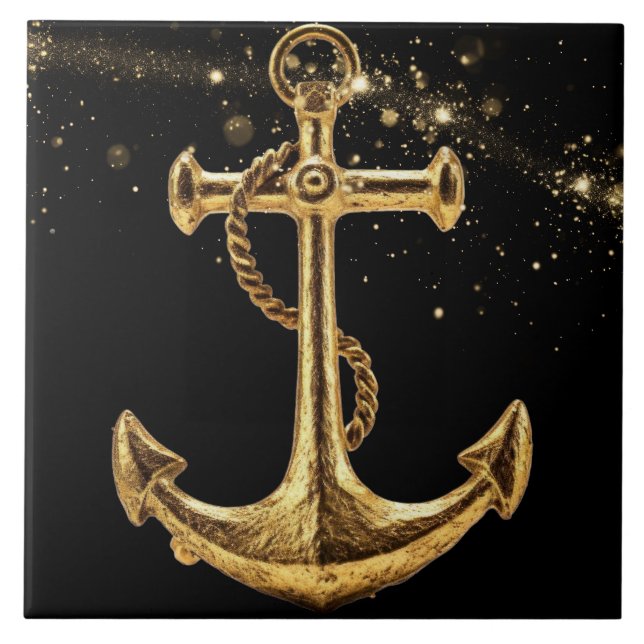 Gold Anchor Ceramic Tile (Front)