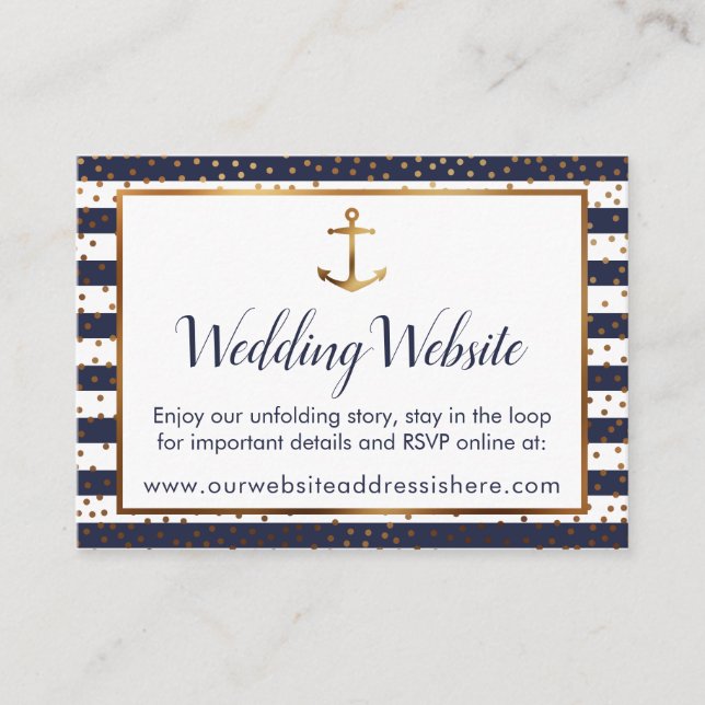 Gold Anchor Confetti Navy Stripes Detail Cards (Front)