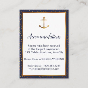 Gold Anchor Confetti Wedding Accommodation Cards