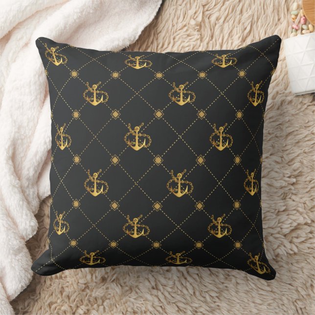 Gold Anchor Cushion (Blanket)