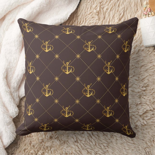 Gold Anchor Cushion (Blanket)