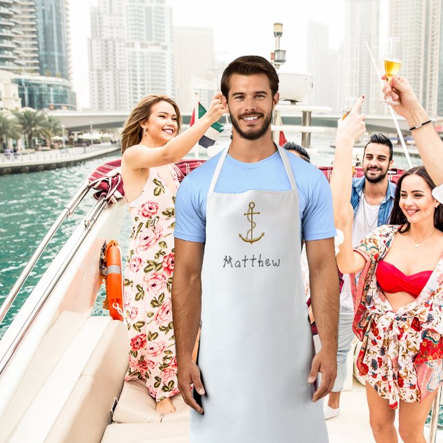Gold anchor custom name nautical apron (Creator Uploaded)