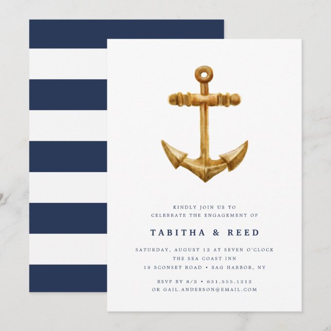 Gold Anchor | Engagement Party Invitation (Front/Back)