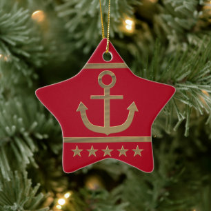 gold anchor happiness symbol ceramic ornament