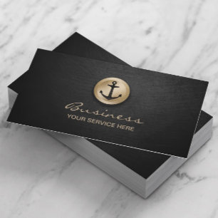 Gold Anchor Icon Modern Black & Gold Business Card
