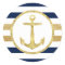 Gold Anchor Nautical Navy Stripes Envelope Seal